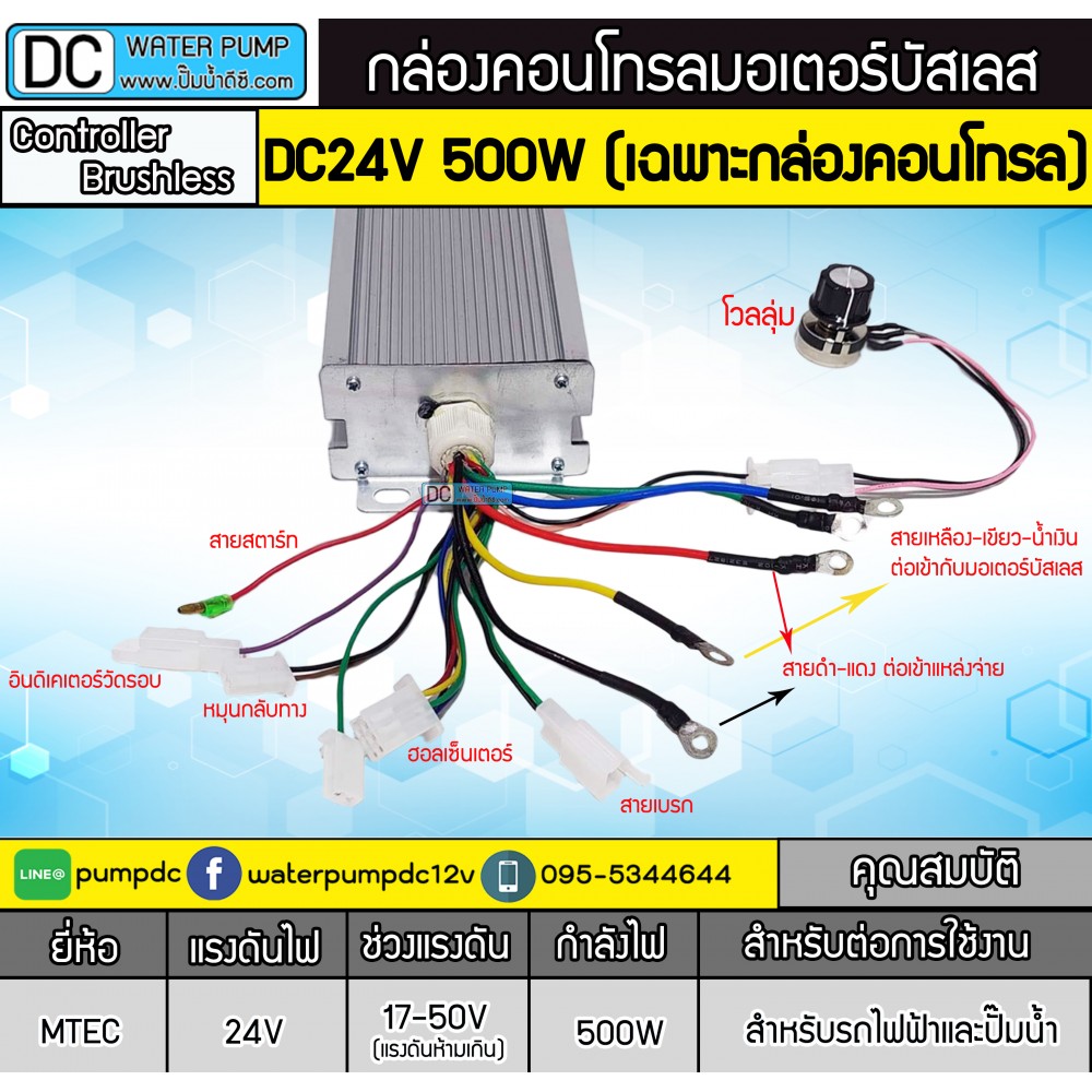 กล่องคอนโทรลมอเตอร์บัสเลส 500W 24V